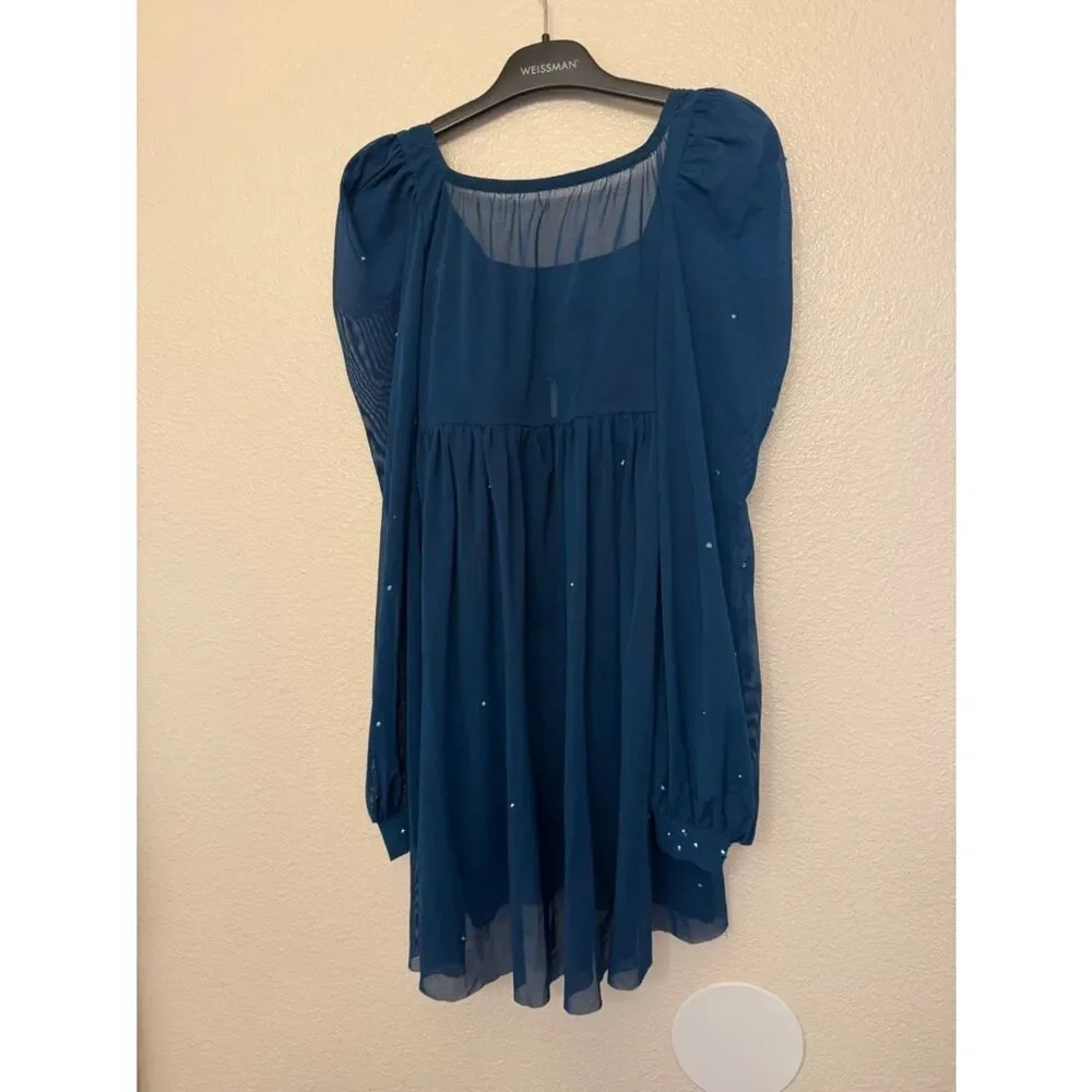 Kelle dance costume blue 2 piece babydoll dress RAINDROPS 8451 MA-Medium adult